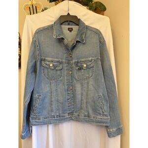 Vintage 90s Lee Riders Med Wash Blue Denim Trucker Jacket Size XL RN130273